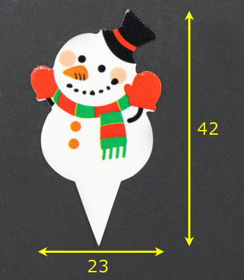 クリスマス用ピック「雪だるま」 W23×H42（mm）「1袋200枚