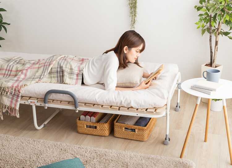 BE-3420 折りたたみ桐すのこベッド・シングル・キャスター付き