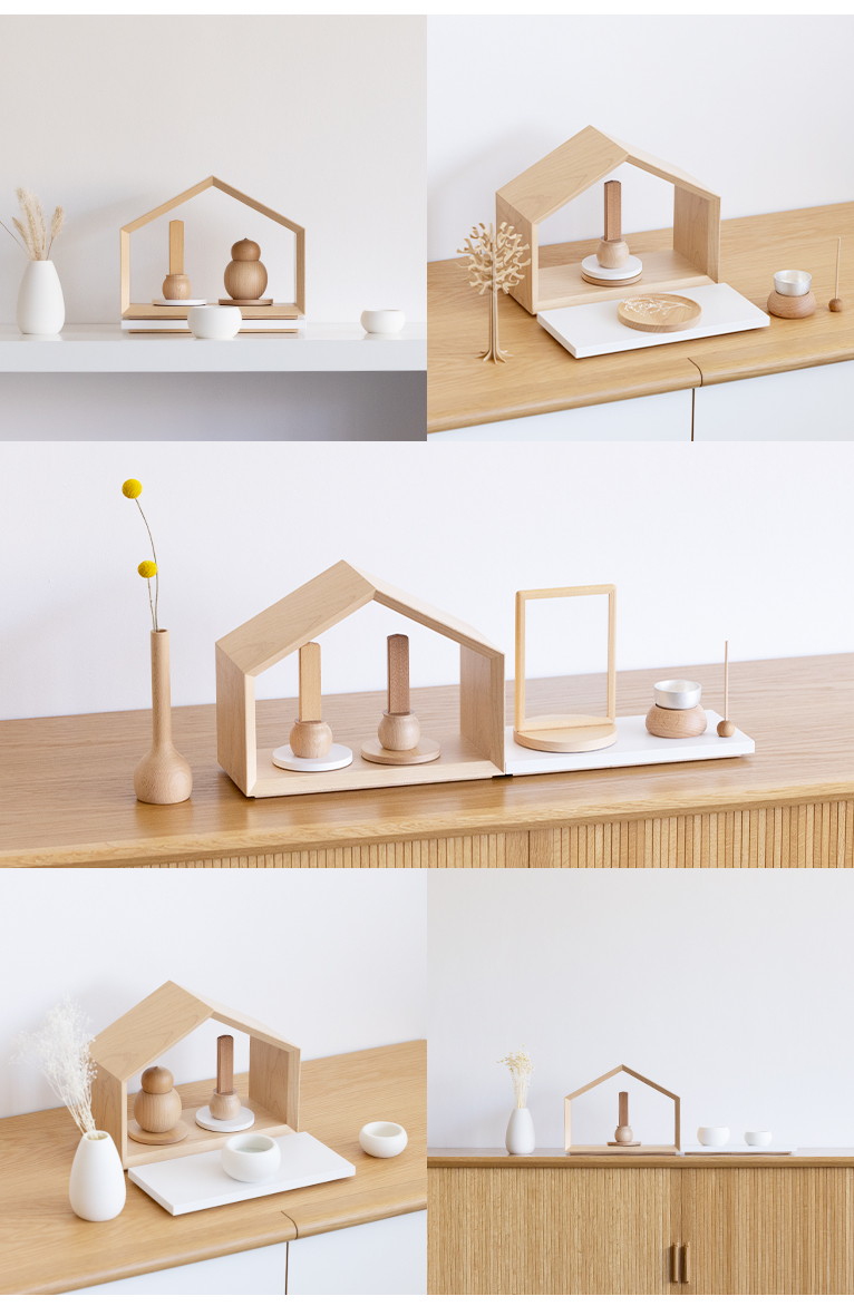 ミニ仏壇-いのりのおうちMUKU250 無垢材 くるみ（ウォールナット