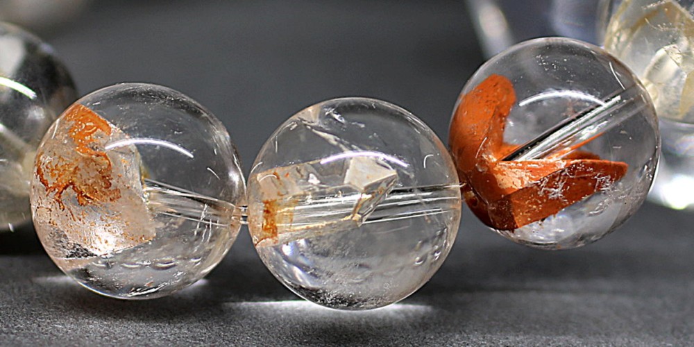 特別価格/高品質]クォーツインクォーツブレスレット/貫入水晶（約14mm