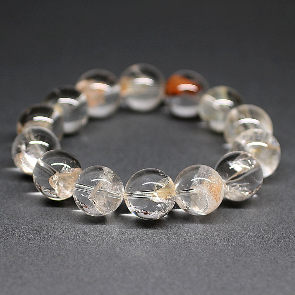 特別価格/高品質]クォーツインクォーツブレスレット/貫入水晶（約14mm