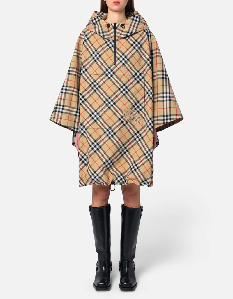 Burberry バーバリーチェックツイルフリルフード付きポンチョ (すべて