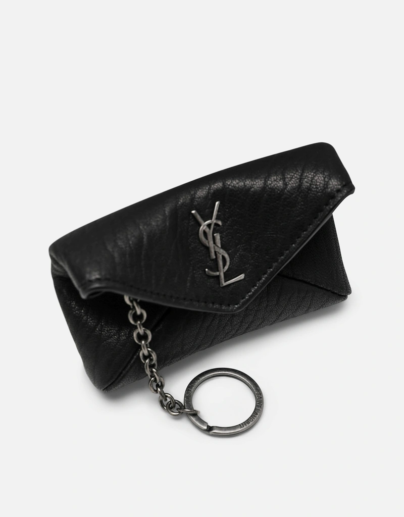 Saint Laurent メンズ カサンドル グレインレザー キーケース (バッグ