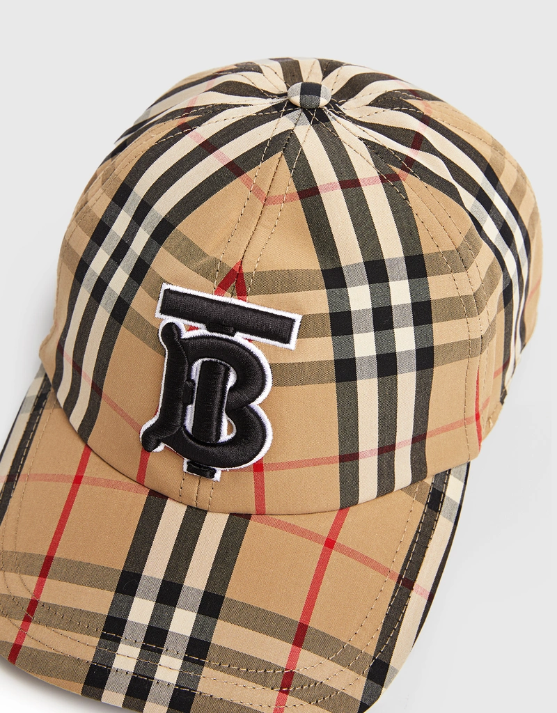Burberry TB Monogram Motif Vintage Check Cotton Baseball Cap