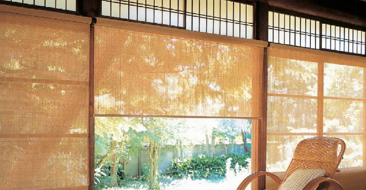 間仕切りにタチカワブラインドの竹すだれ（簾）出張見積/東京川崎