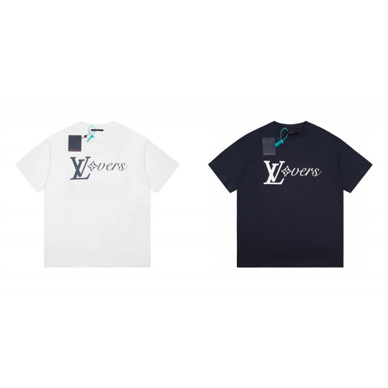 ルイヴィトン tシャツ 丸首 白黒 カジュアル 人気 ファション