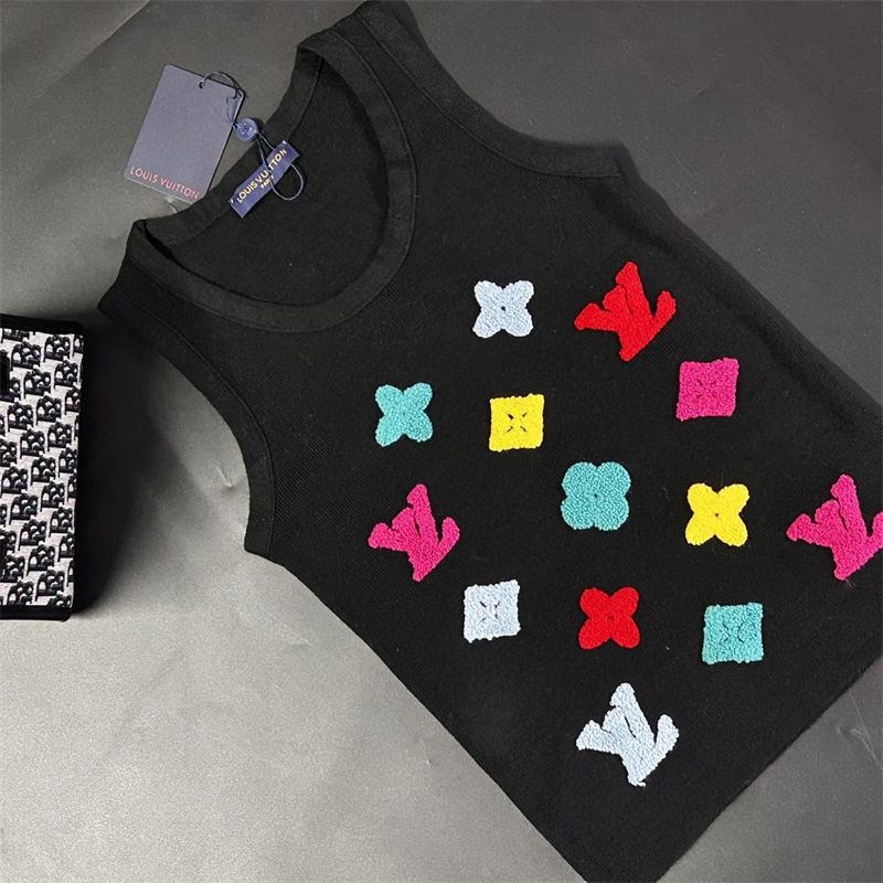 Lv ルイヴィトンブランドタンクトップ レディース ショート丈 トップス