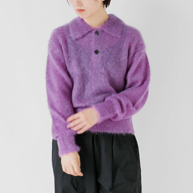 BATONER バトナー ピュア モヘア シャギー ポロ ニット プルオーバー
