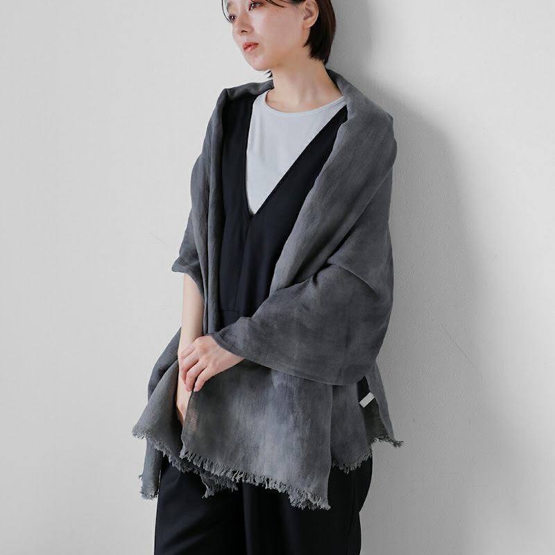 evam eva エヴァムエヴァ コットン リネン ボカシ ストール e261z065