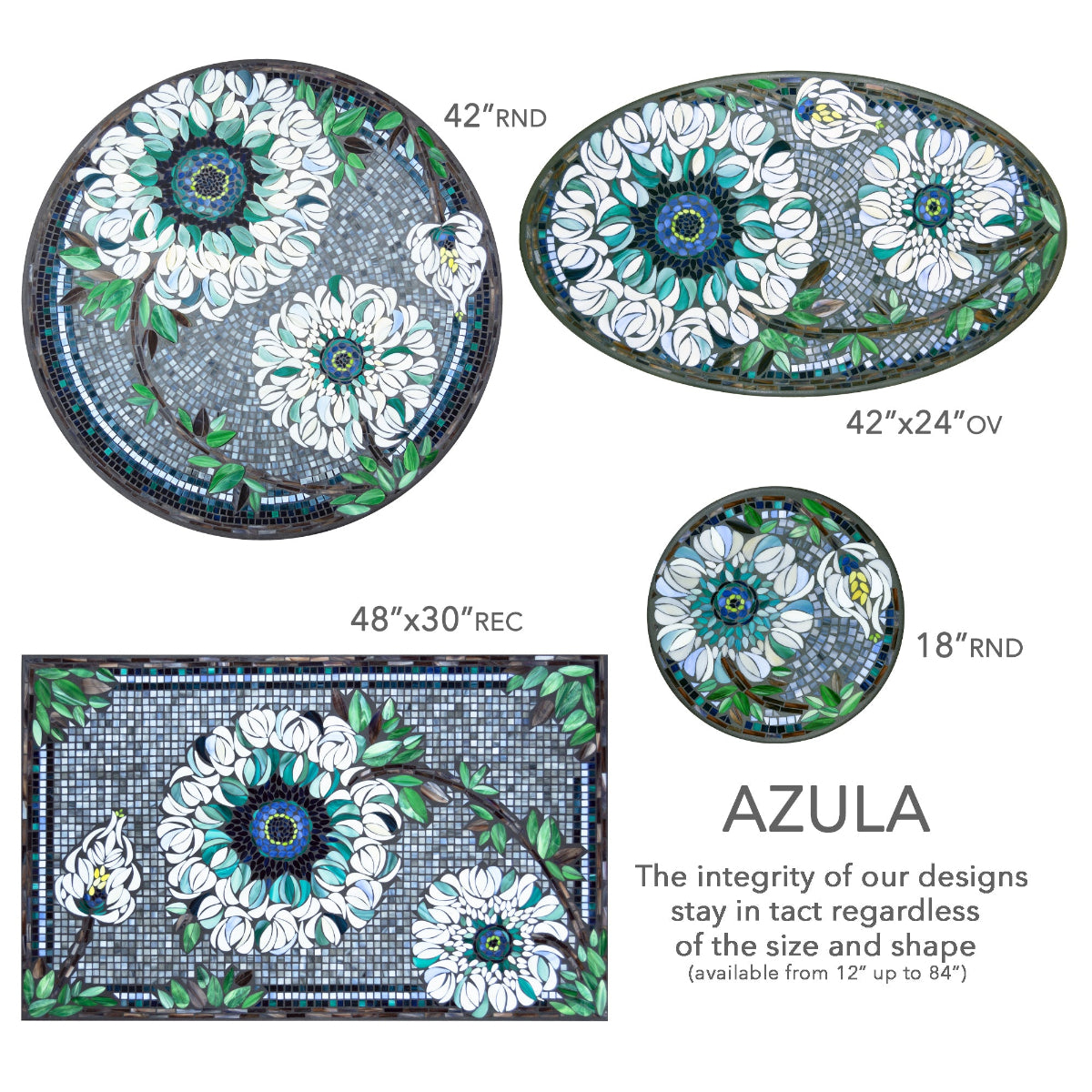 Azula Mosaic Table Tops | Neille Olson Mosaics - Iron Accents