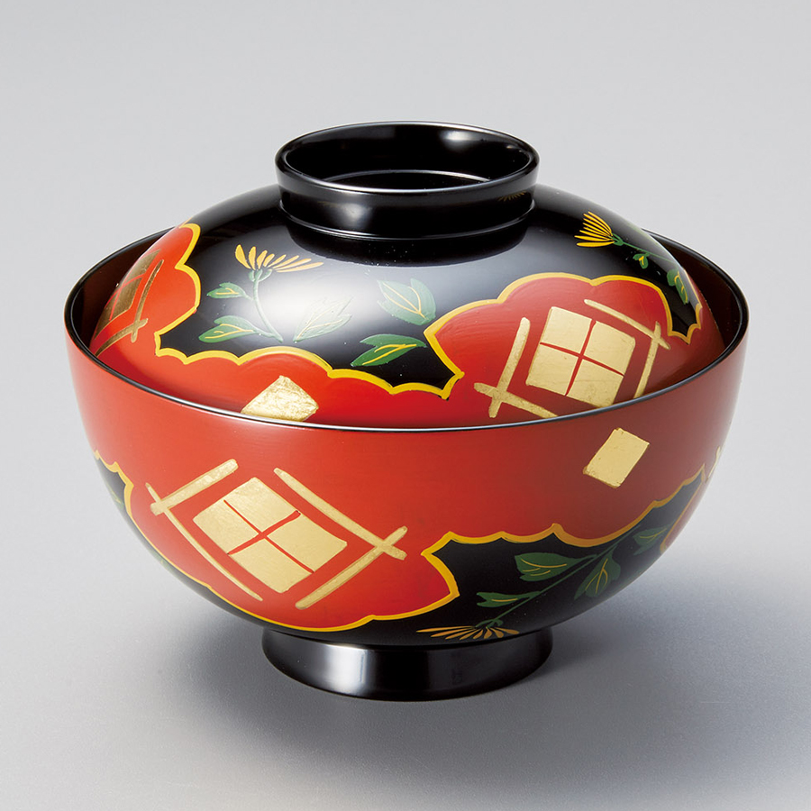 吸物椀 正法寺 黒 木製 漆塗り 12-00403 漆器の井助