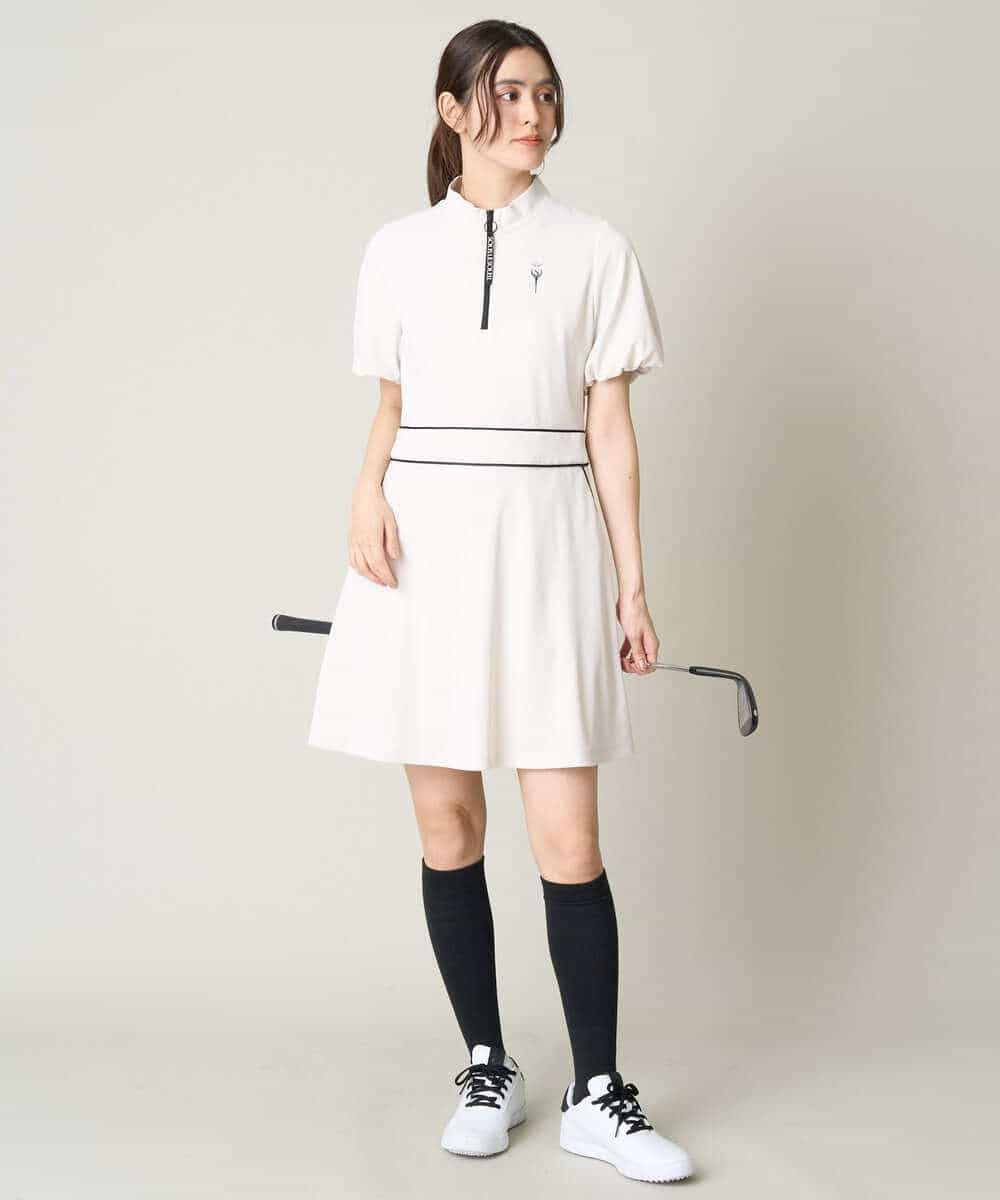 レディースゴルフウエア ハーフZIPモックネックワンピース(ワンピース