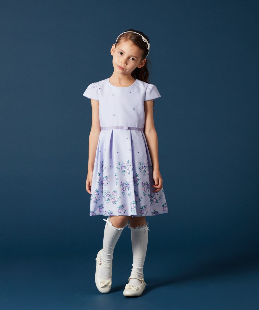 110-130]【セレモニースタイル】フラワープリントセレモニーワンピース