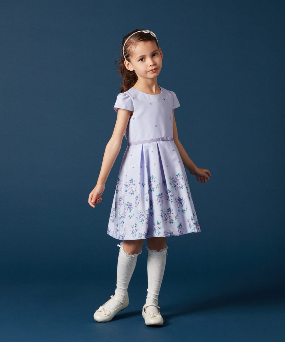 110-130]【セレモニースタイル】フラワープリントセレモニーワンピース