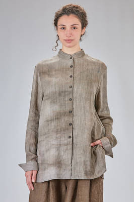ZIGGY CHEN - Long And Straight Shirt In Flamed Over-Tinted Cotton