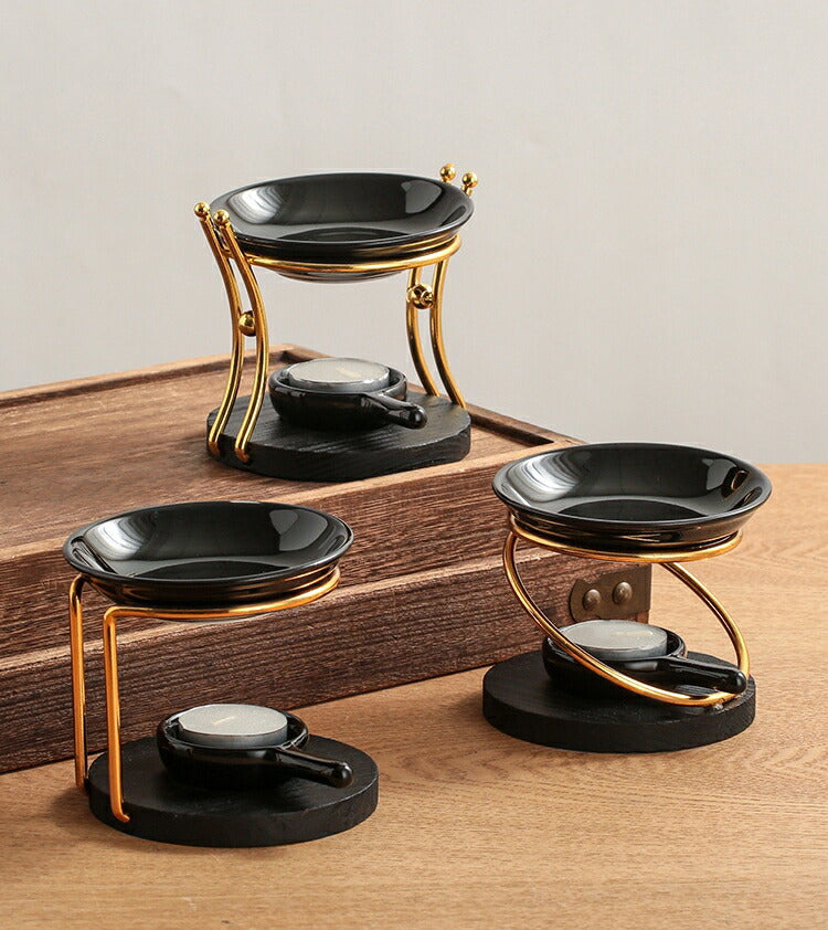 IwaiLoft 新型 黒 アロマポット 陶器 アロマ炉 茶香炉 アロマ