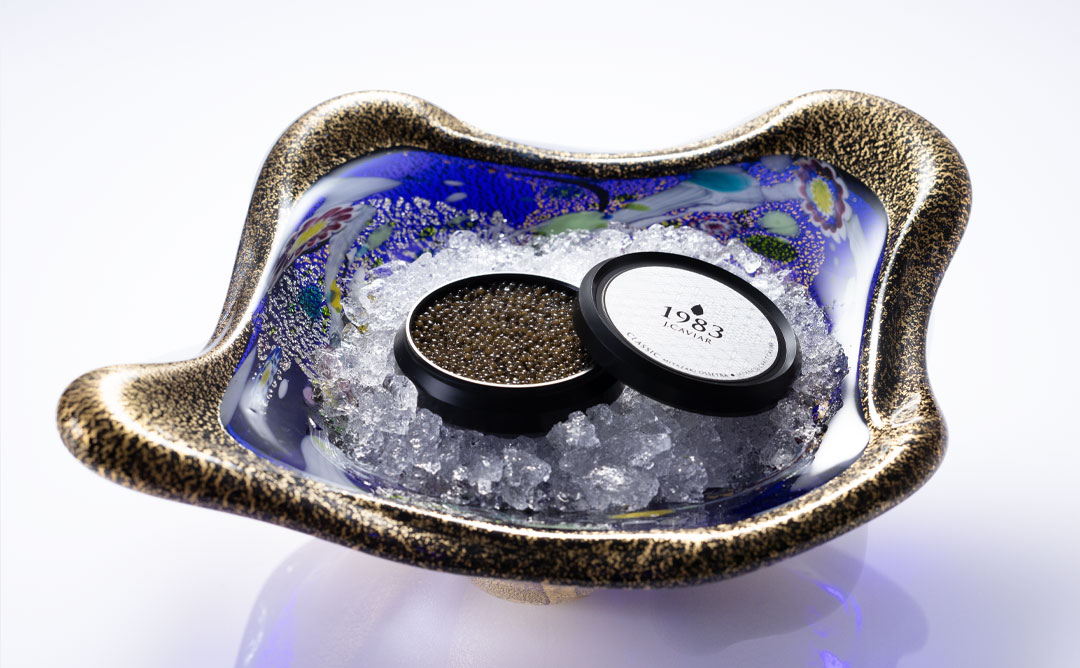 金・プラチナ象嵌「光琳」1983 J.CAVIAR BOWL 皇煌（こうおう）ブルー