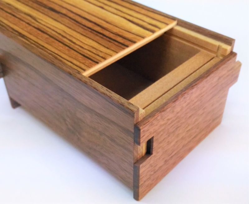 14 steps Natural Zebra wood 4 sun Japanese puzzle box Himitsu-bako