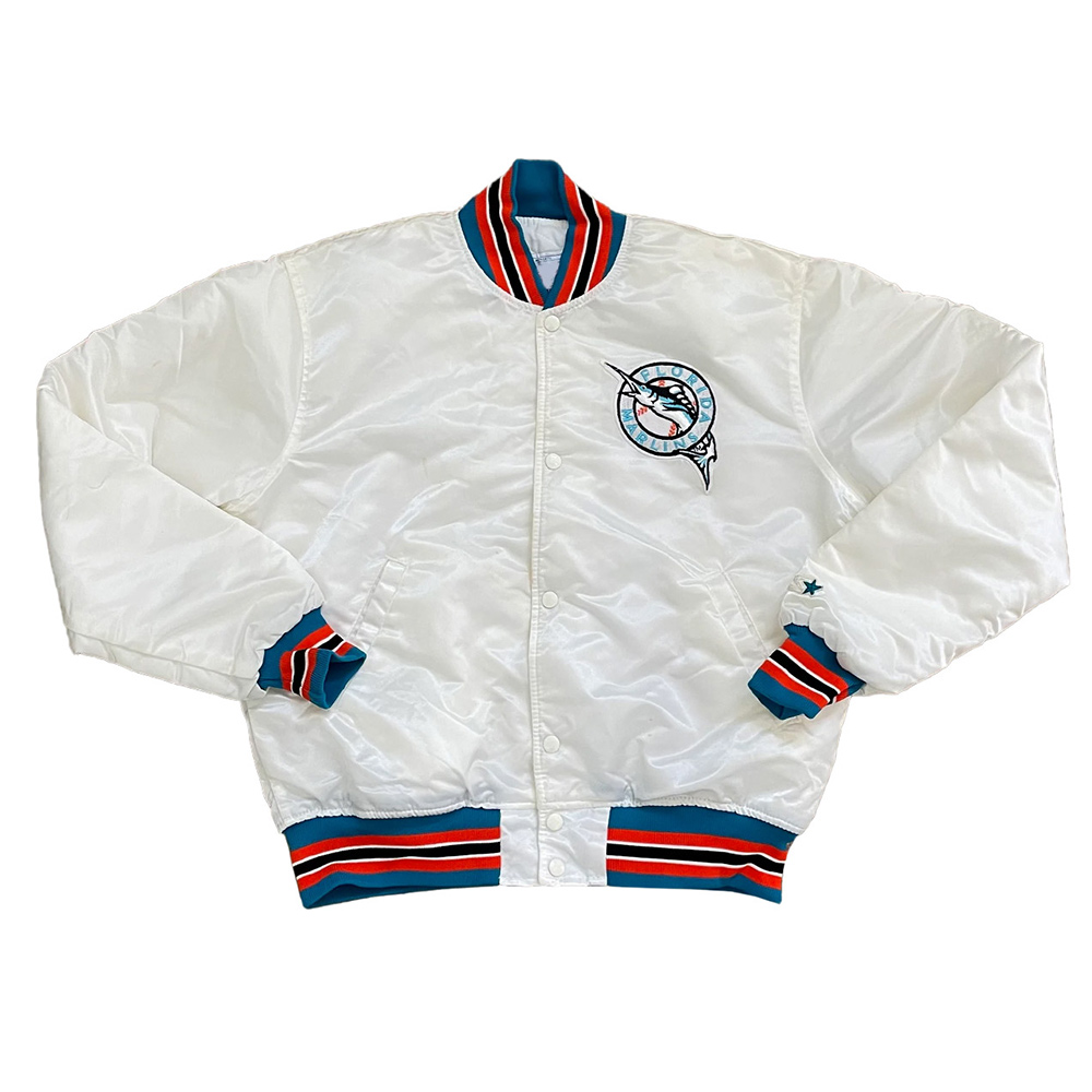 Varsity Satin Starter Florida Marlins 90's White Jacket