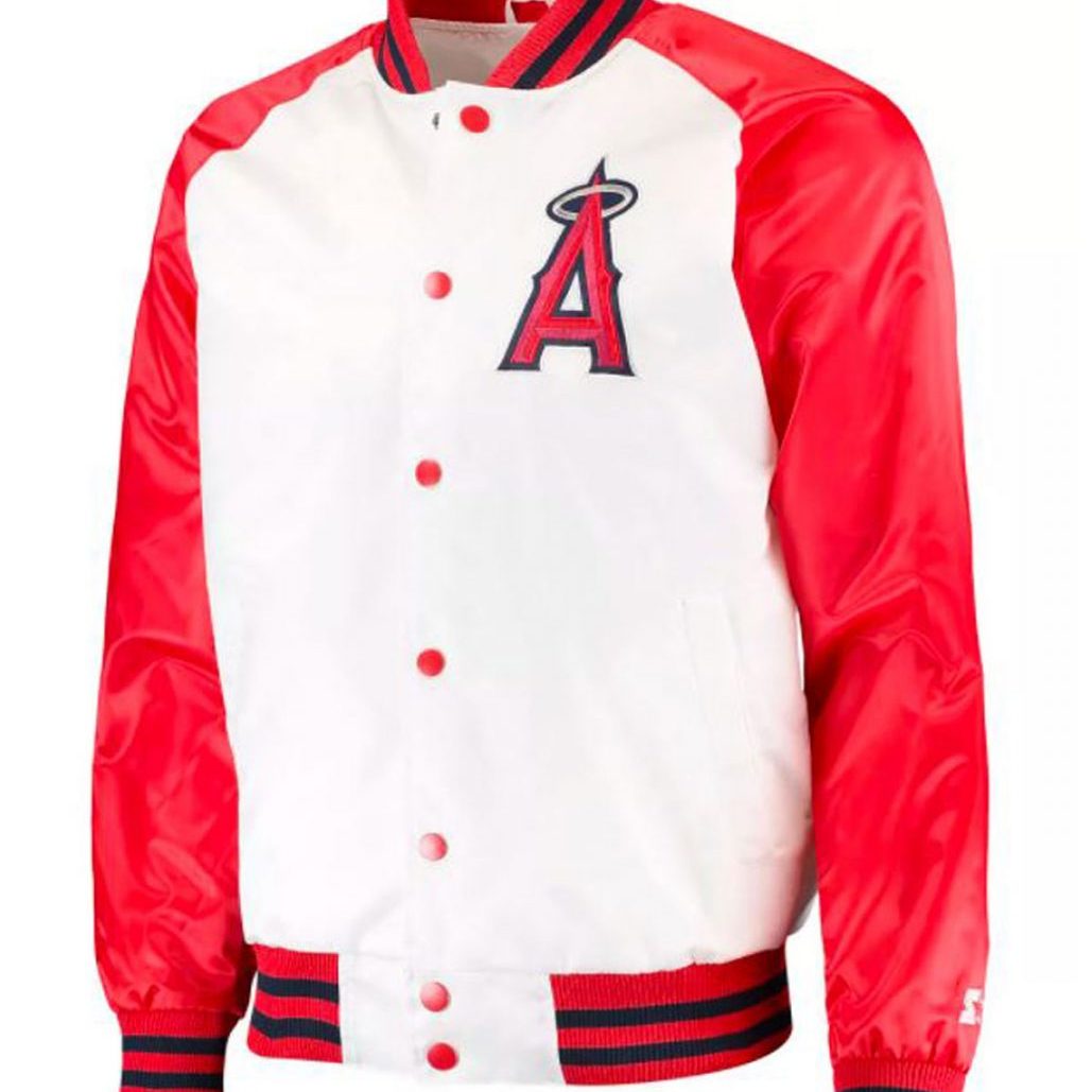 Men's White and Red Satin Los Angeles Angels Jacket - Jackets Masters