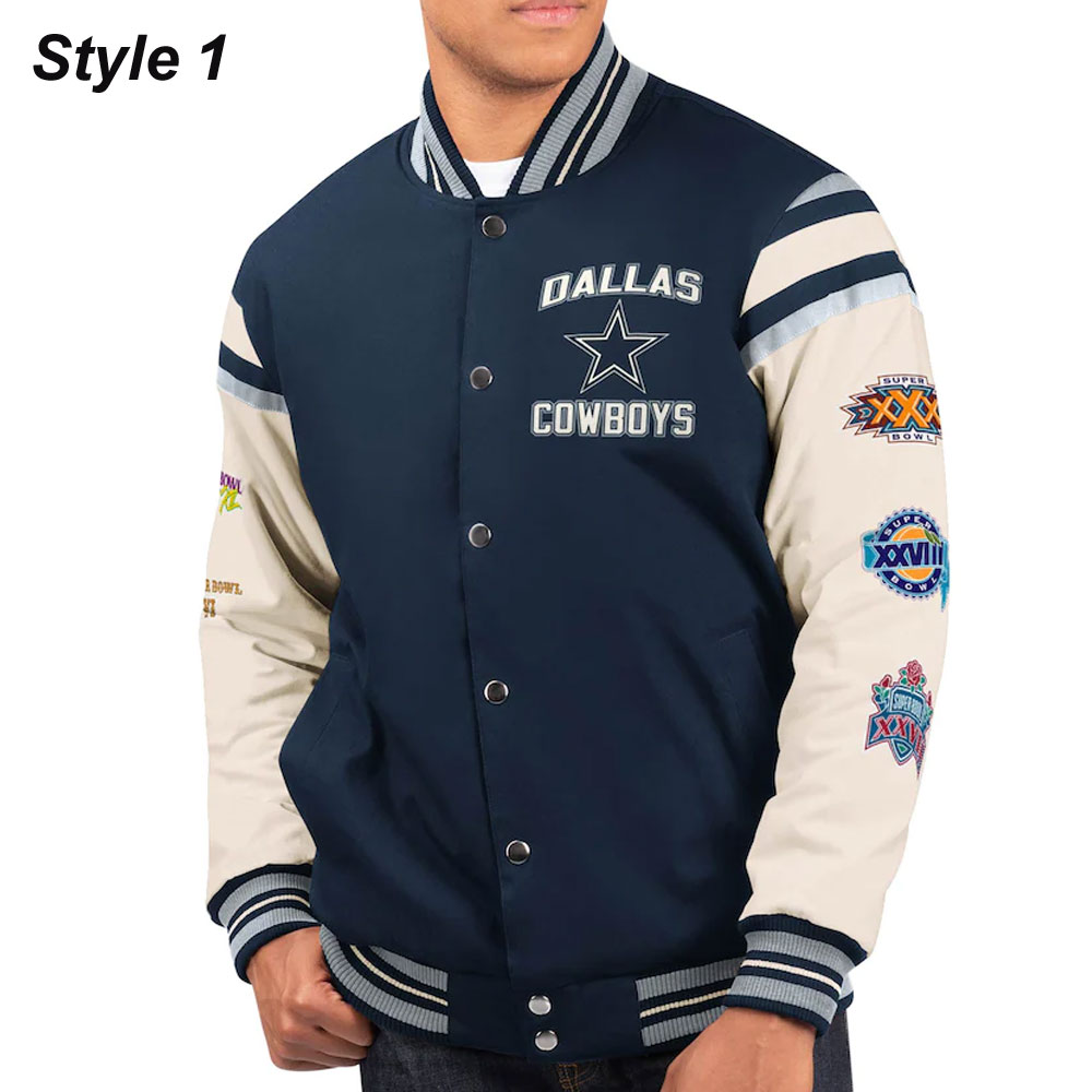 Navy/White Dallas Cowboys Super Bowl 5x Champions Varsity Jacket