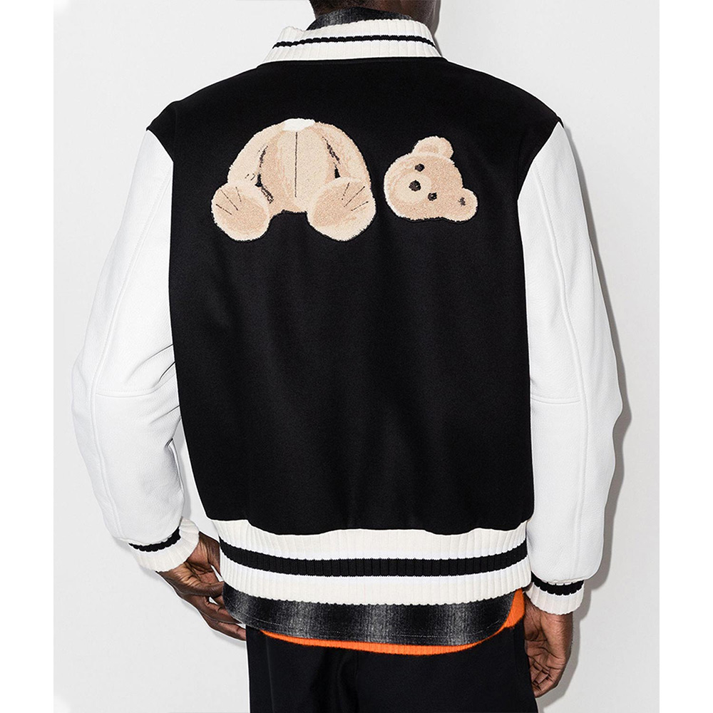 Black/White 50 Bear Palm Angels Varsity Jacket - Jackets Masters