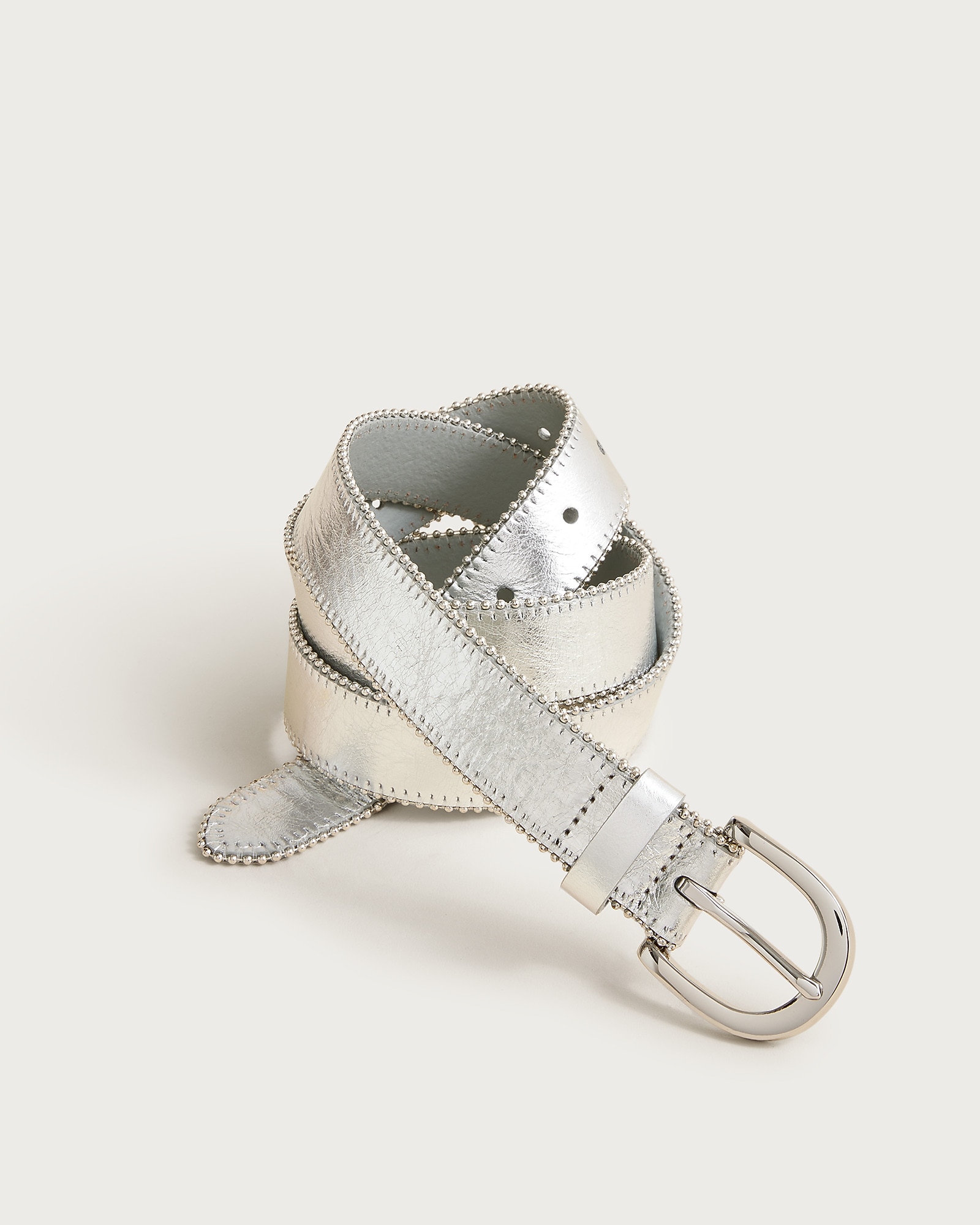 Classic Studded-edge Belt In Metallic Leather For Women | J.Crew
