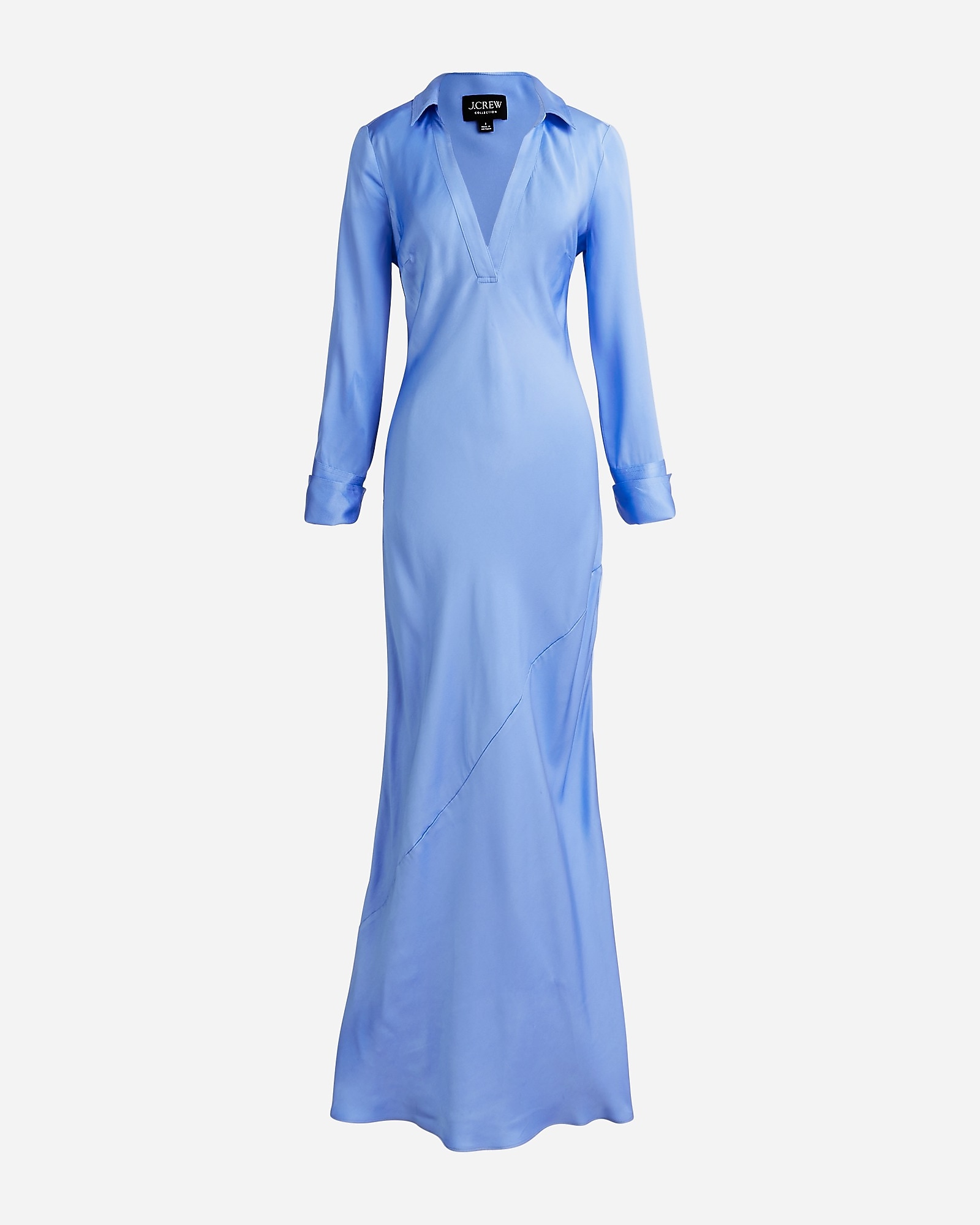 Limited-edition Maxi Collared Slip Dress In Shiny Crepe For Women