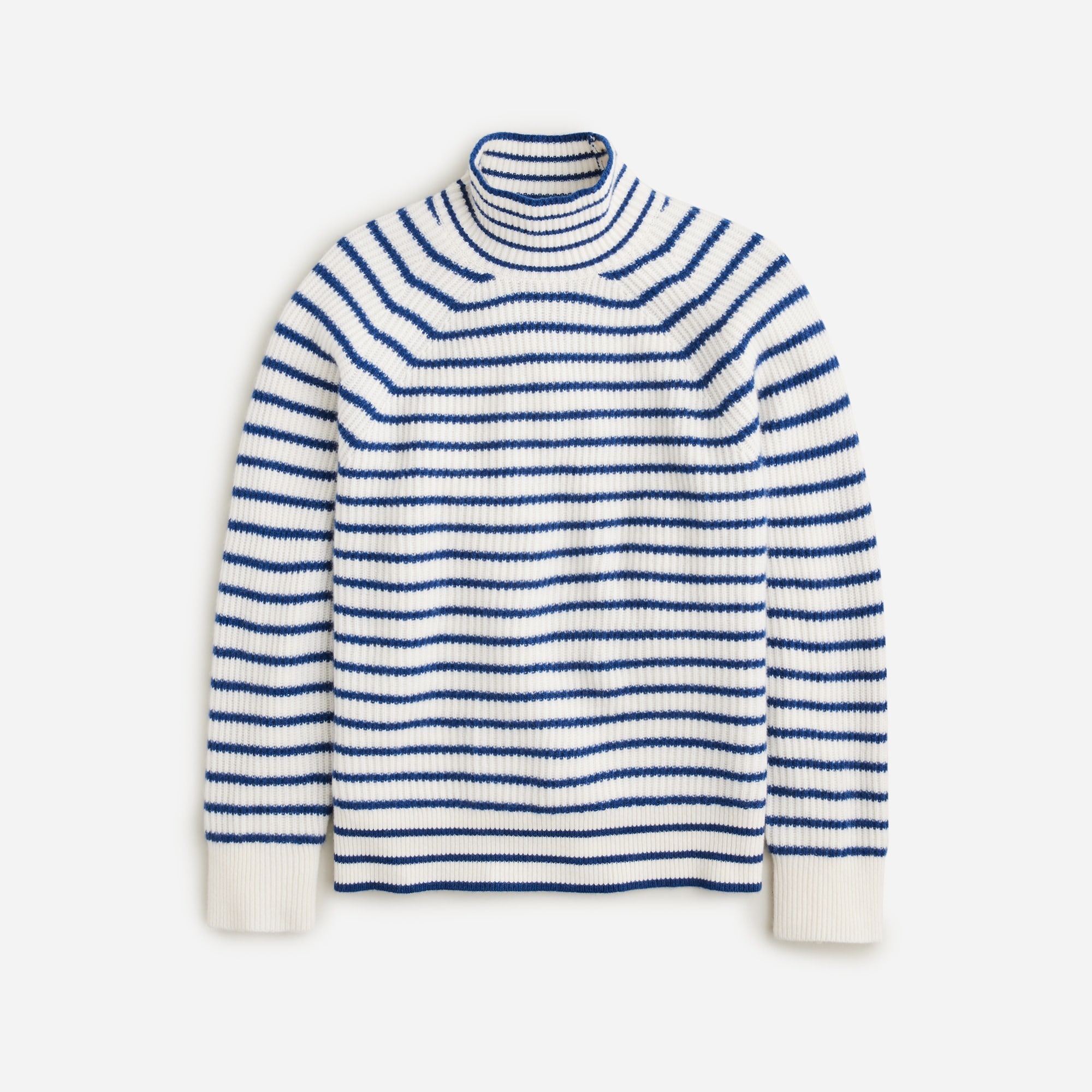 Ribbed Cashmere Turtleneck Sweater In Stripe For Women | J.Crew