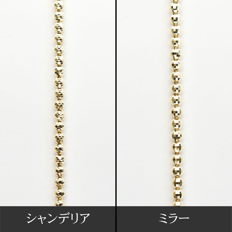 ミラーカットボール ブレスレット K18 幅3mm 19cm