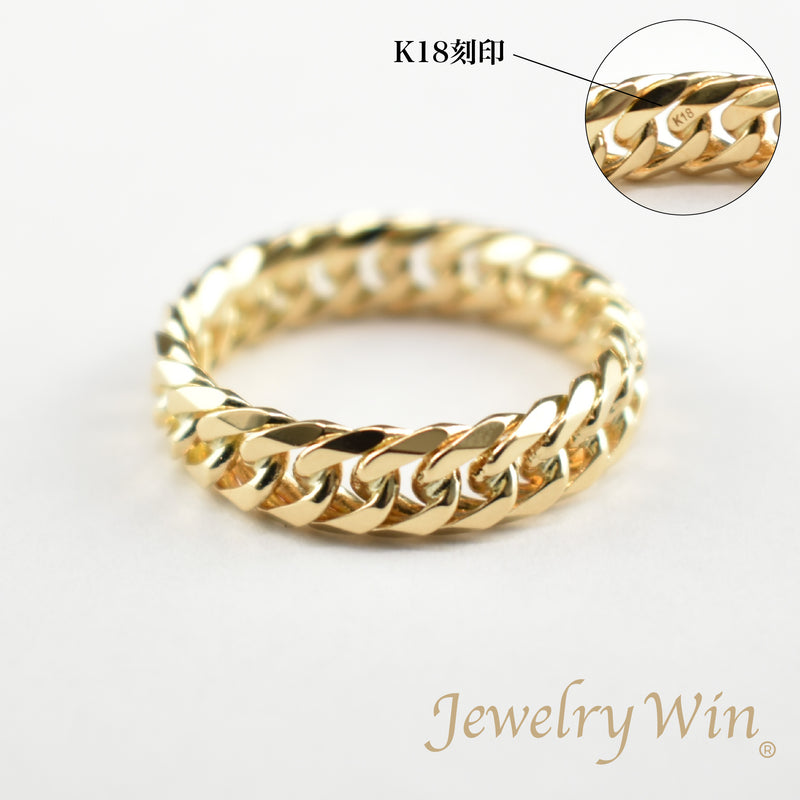 リング 喜平リング K18 幅5.5mm ダブル6面カット ハードタイプ