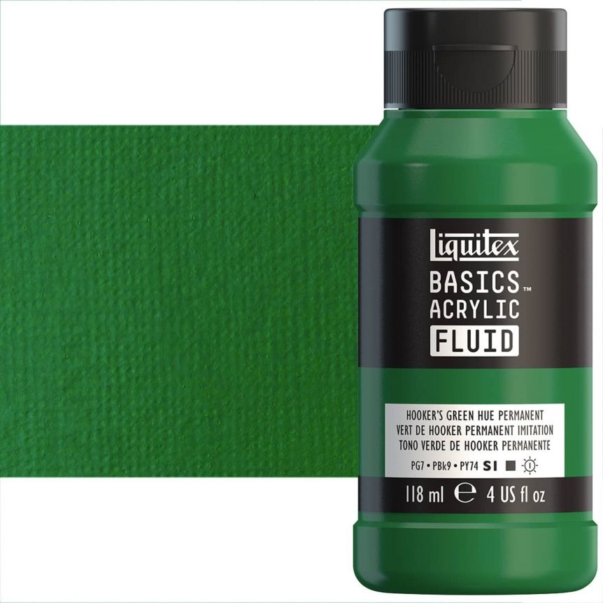 Liquitex Basics Fluid Acrylic - Hookers Green Permanent Hue, 4oz