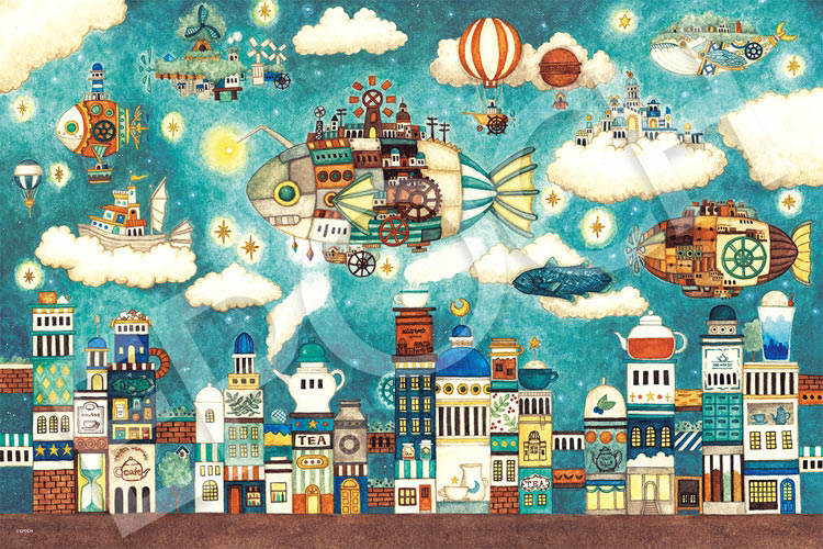 EPO-12-620s 西村典子 空想カフェの奥の空飛ぶ魚の街 1000ピース