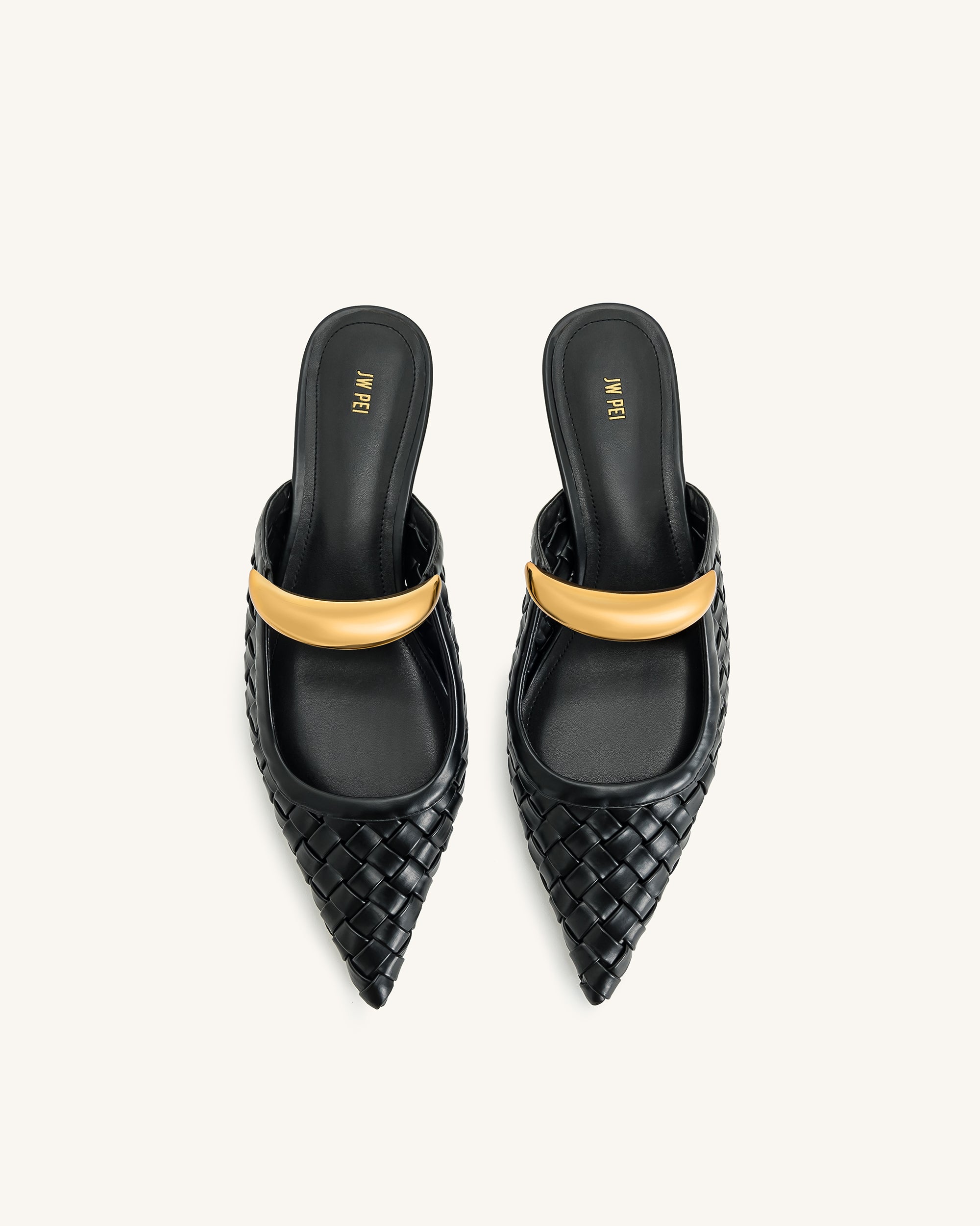 Helena Weave Pierced Mules - Black | JW PEI