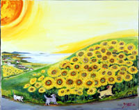長嶺ヤス子 作「朝日に向かって」 サイン入り 絵画 油絵 長嶺ヤス子 作