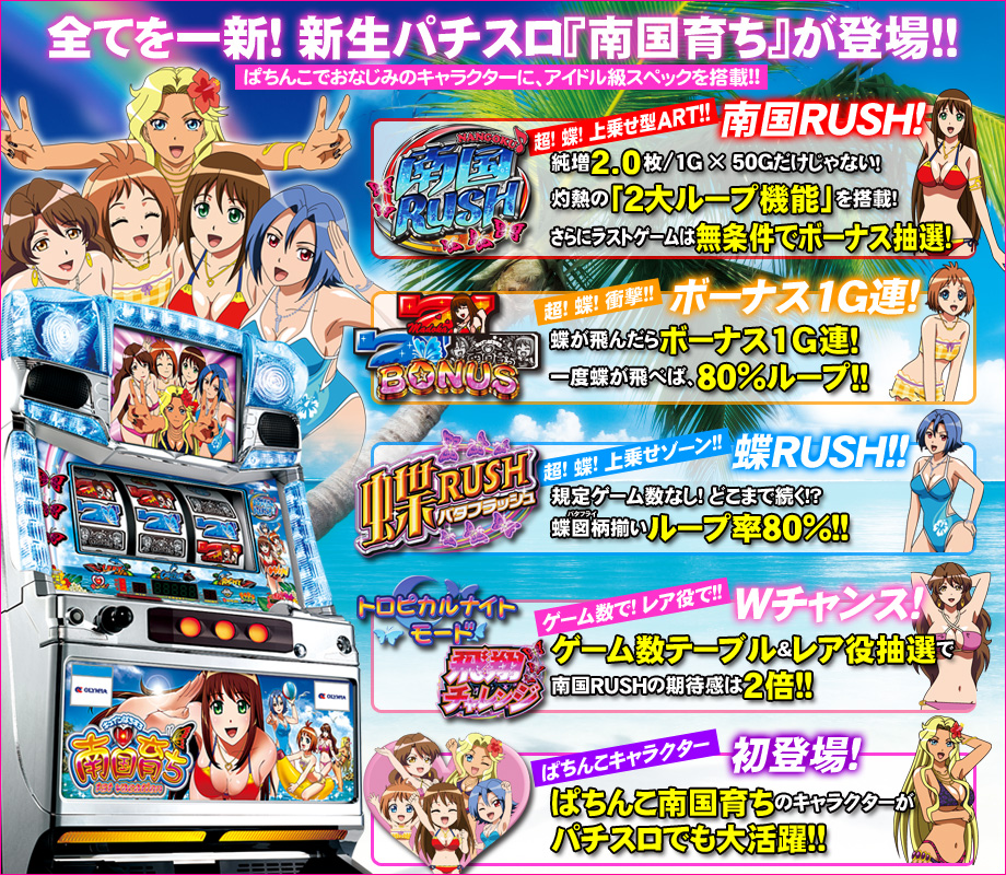 特徴 | キュインぱちすろ南国育ち 1st vacation