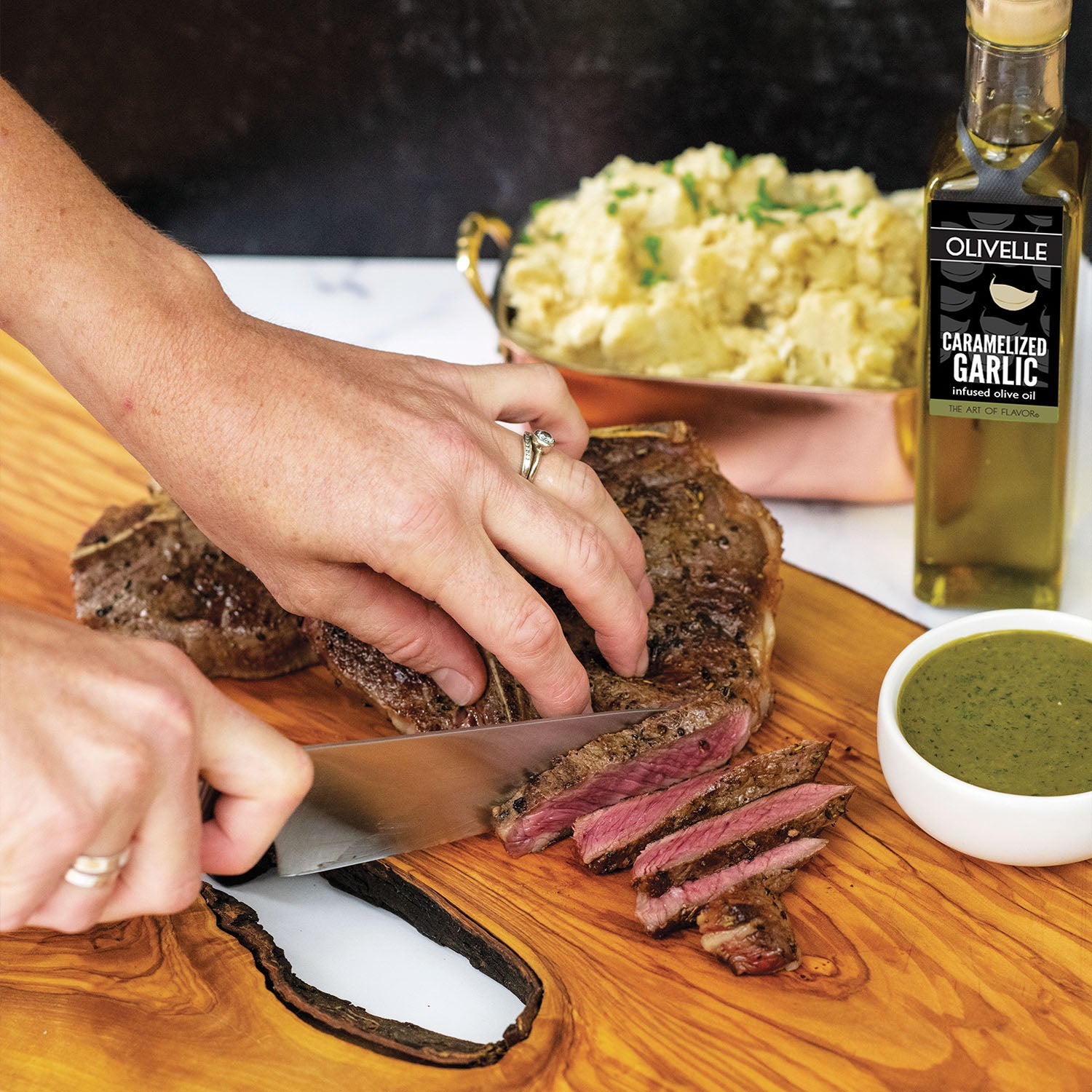 Fresh Herb & Garlic Chimichurri Steak Recipe Gift Kit | Olivelle