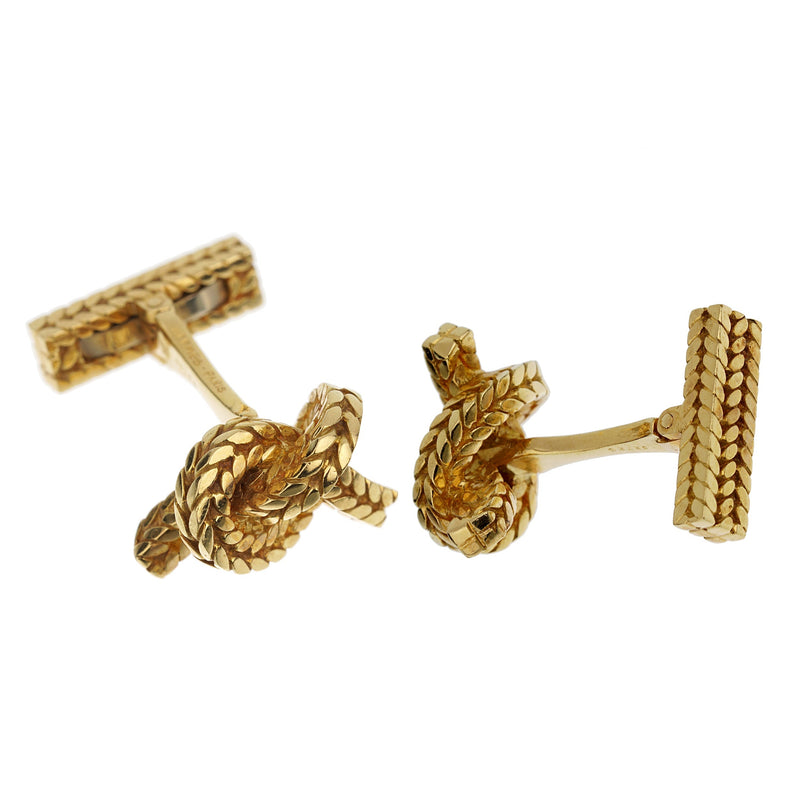 Hermes Georges Lenfant Braided Knot 18k Yellow Gold Cufflinks