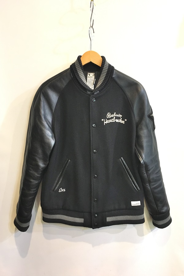 Drawer】ドゥロワースタジャン袖レザーシルク混キルティング38