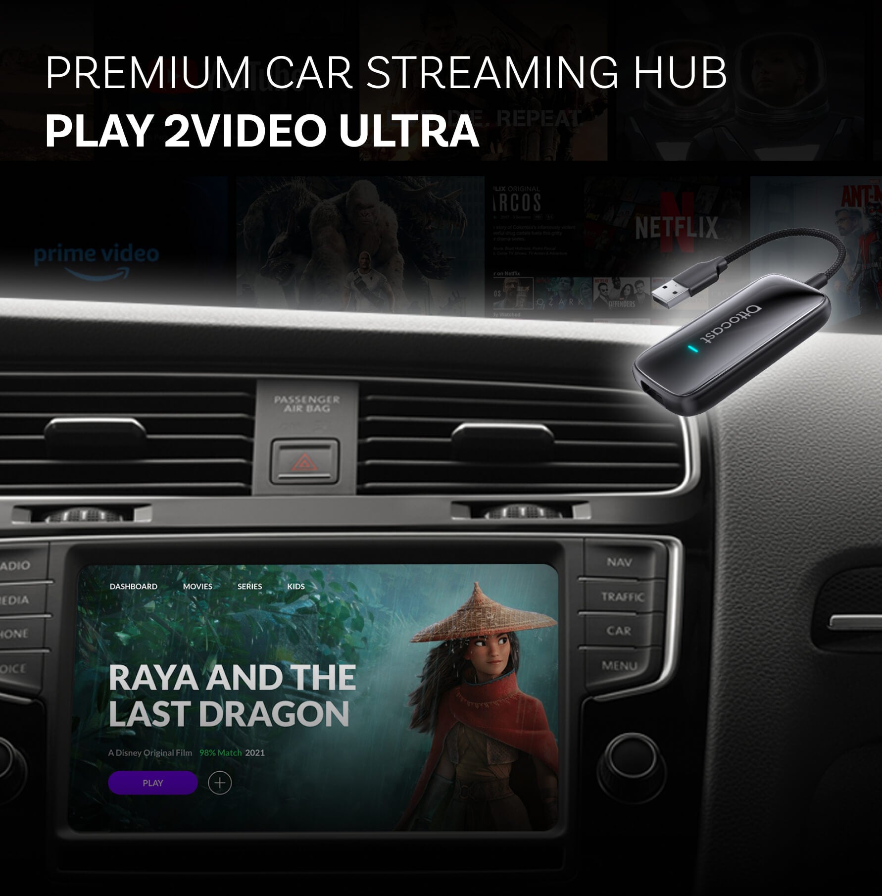 Ottocast Play2Video Pro Wireless CarPlay Android Auto Adapter