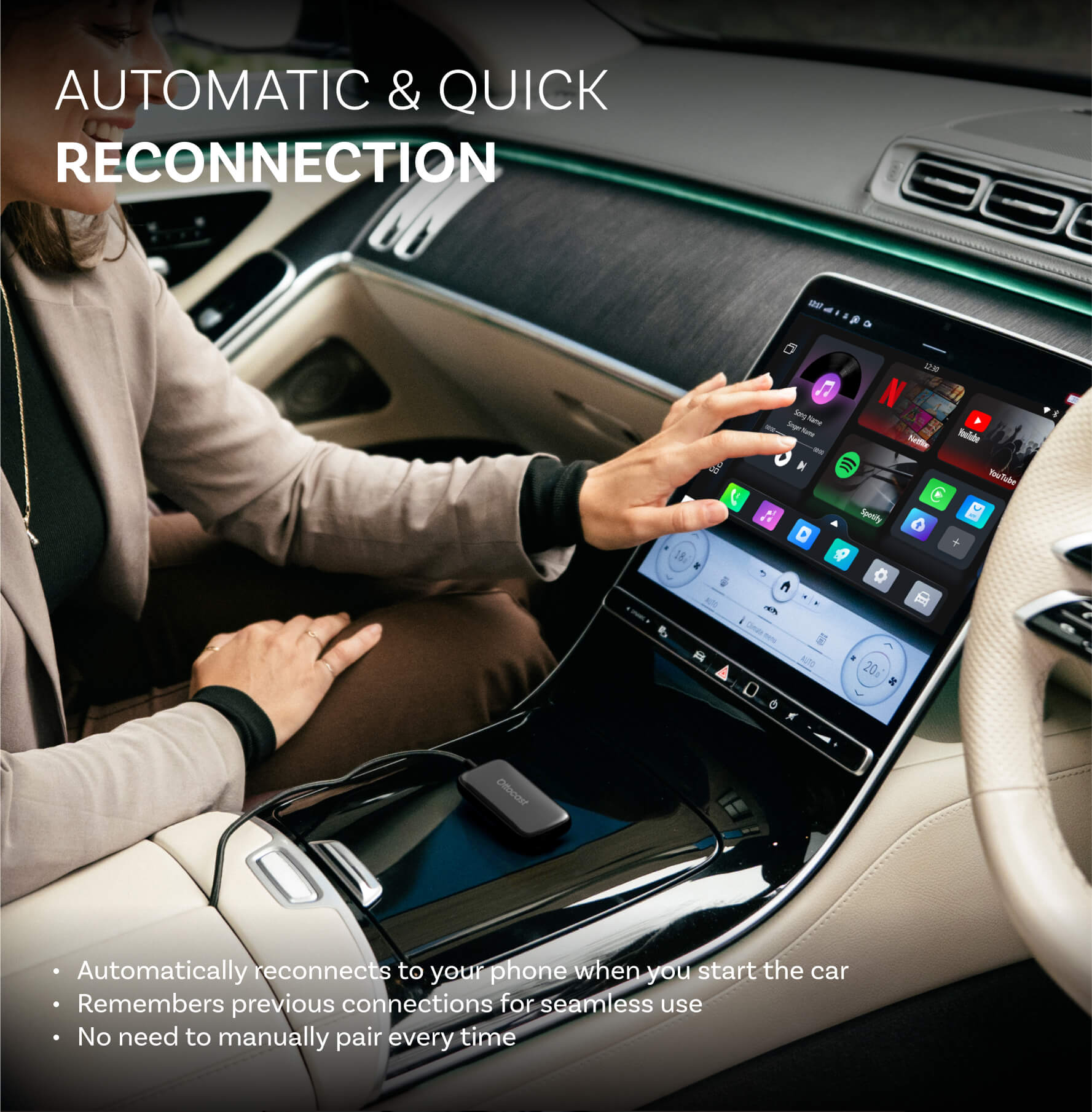 Ottocast Play2Video Pro Wireless CarPlay Android Auto Adapter