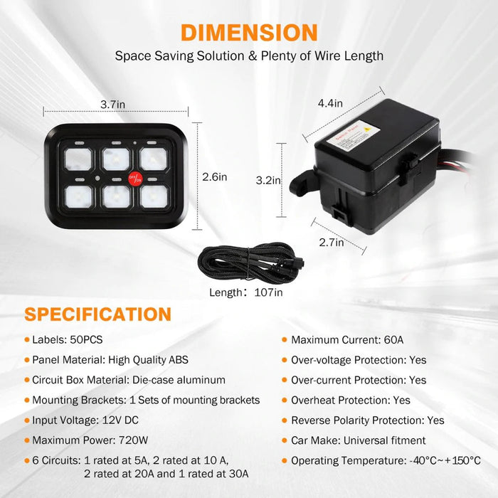Auxbeam 6 Gang LED Switch Panel Kit — Overland Depot