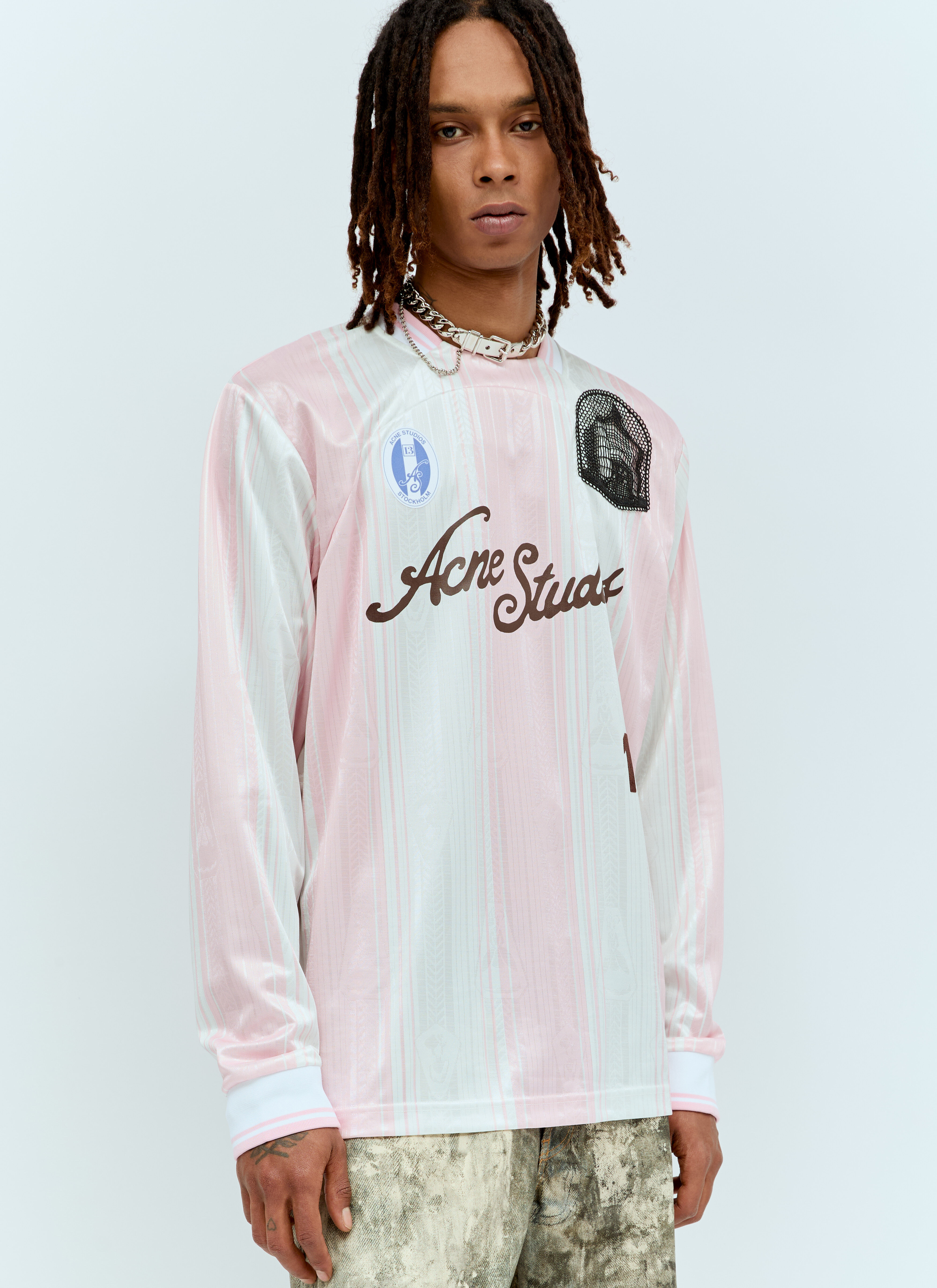 Acne Studios Men's' Striped Football Jersey in Pink | LN-CC®