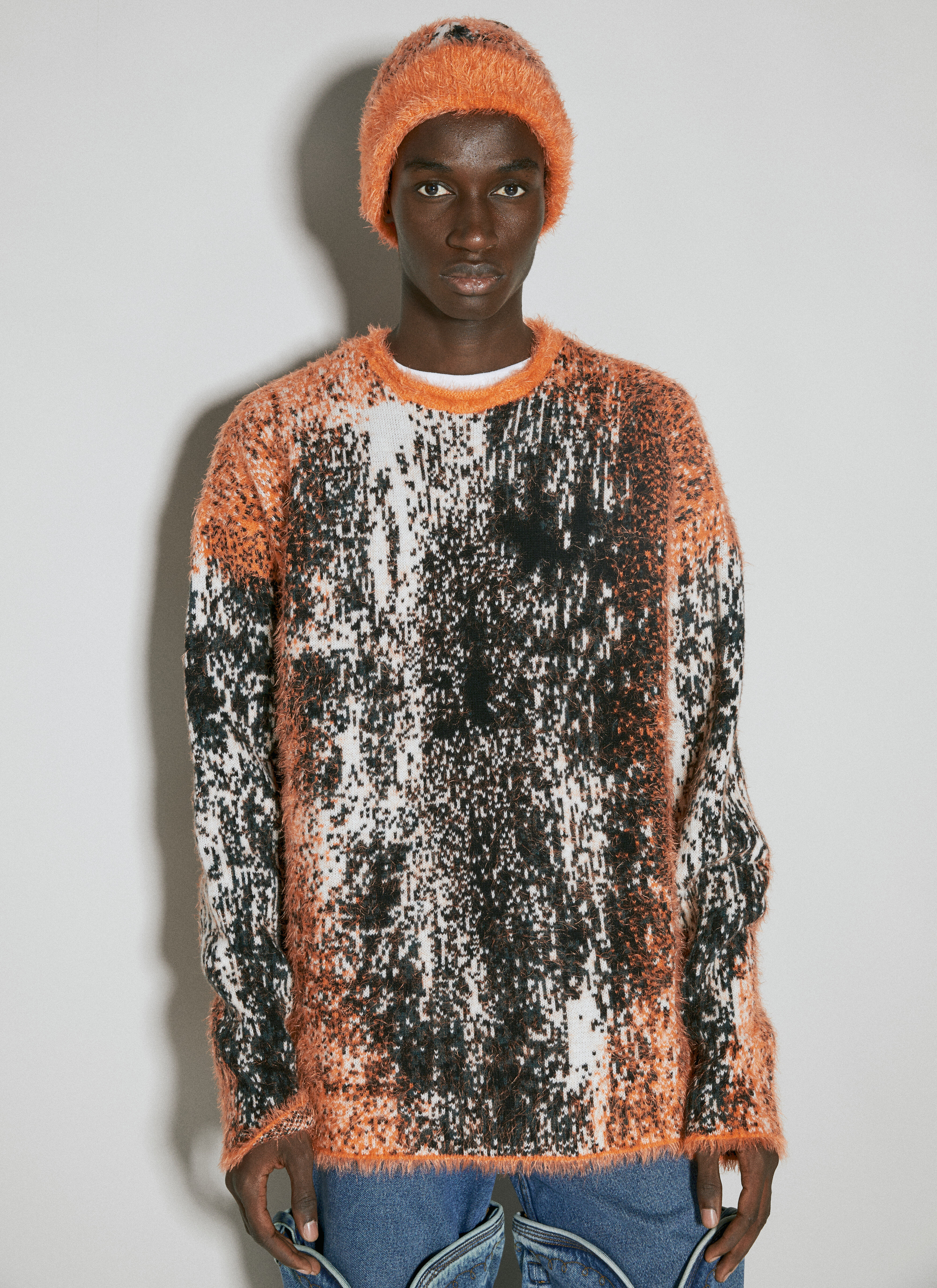 Y/Project Men's' Gradient Hairy Knit Beanie Hat in Orange | LN-CC®