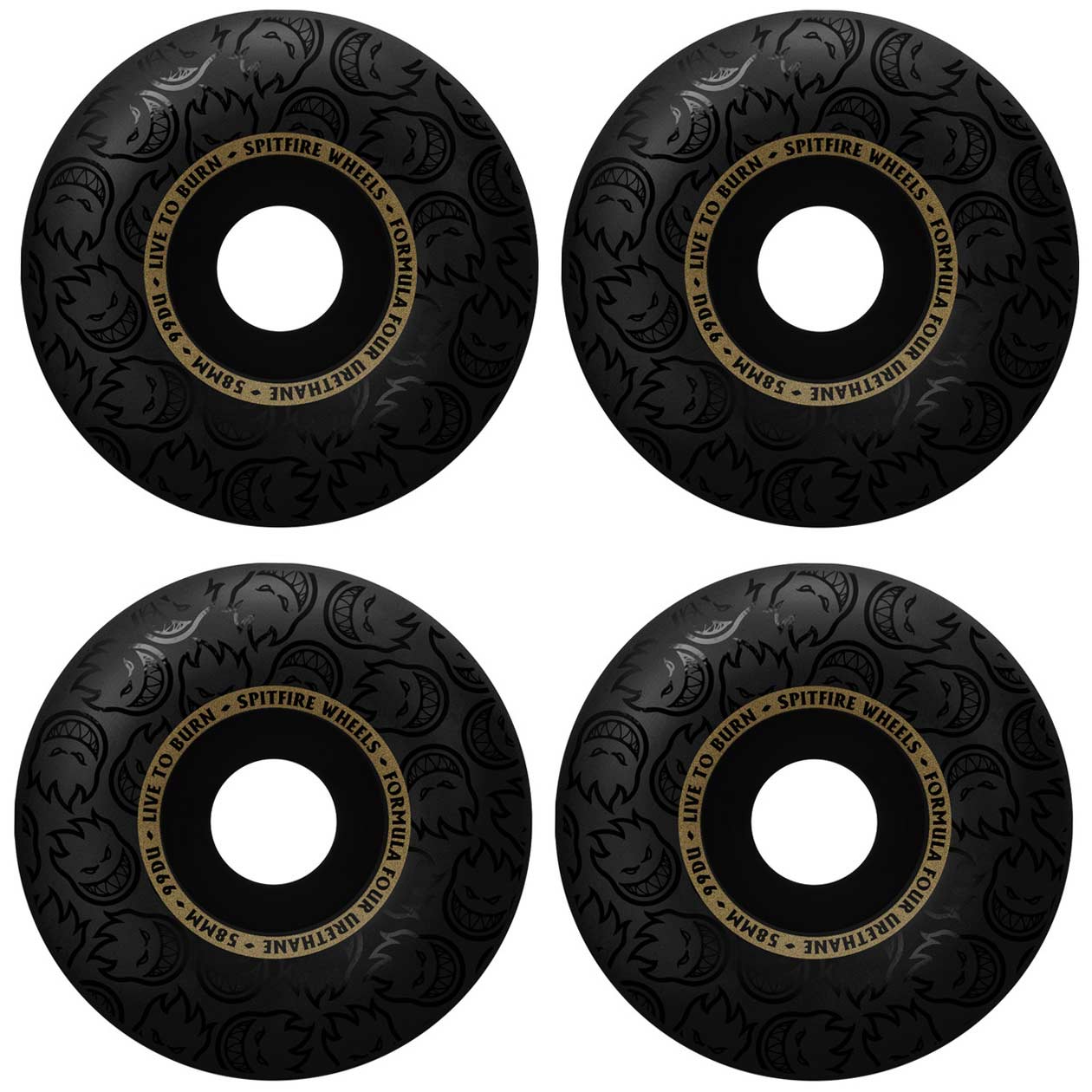 Spitfire Formula Four Blackout Radial 58mm 101a Black - CalStreets