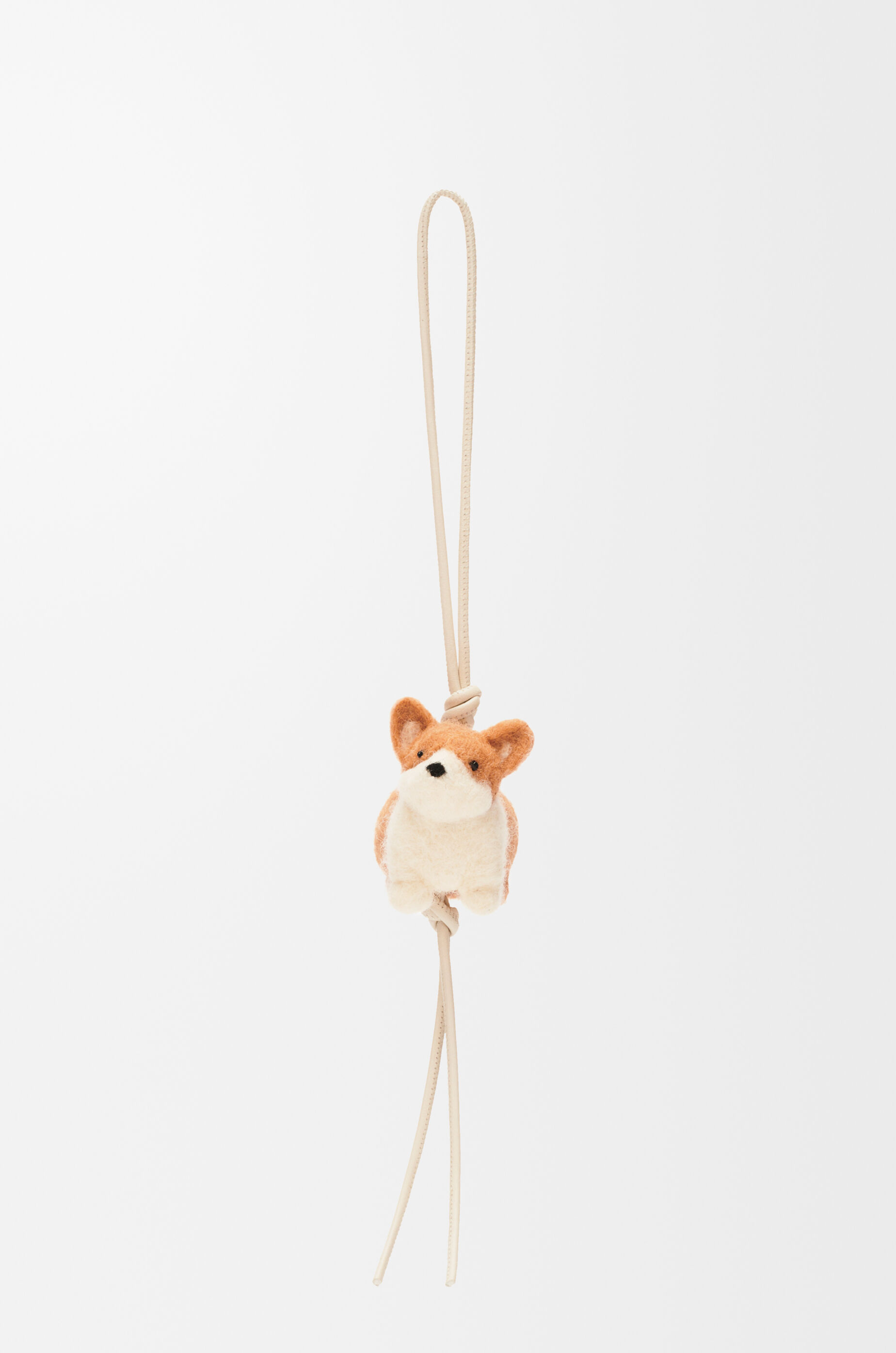 Corgi charm in felt and calfskin White - LOEWE USA Official Website