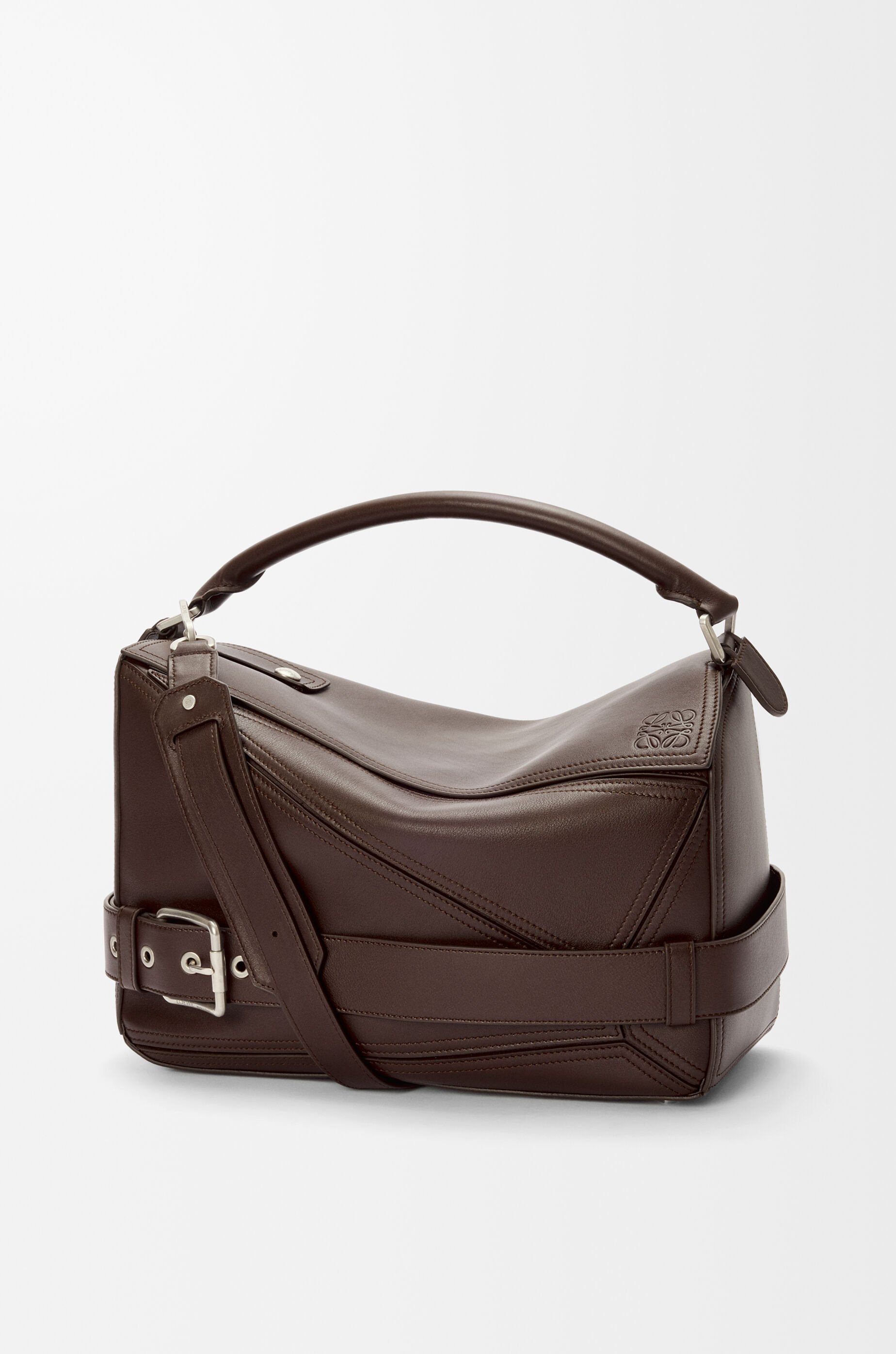 Large Puzzle Biker bag in shiny calfskin Brown - LOEWE USA