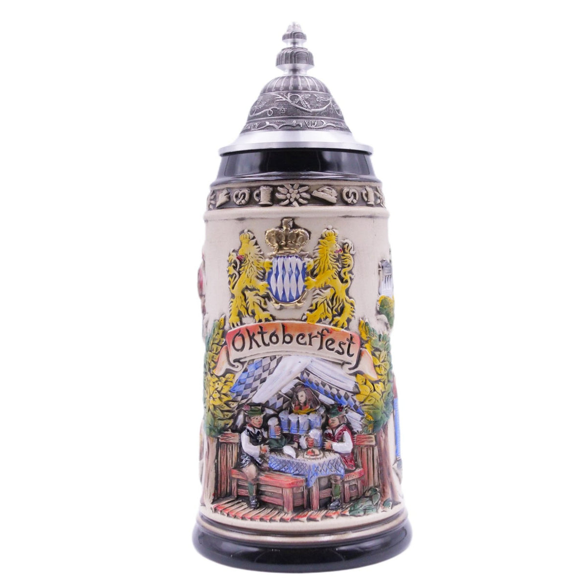 German Beer Stein/Mug 1.0 L (33.8 oz), Oktoberfest, Special Pewter
