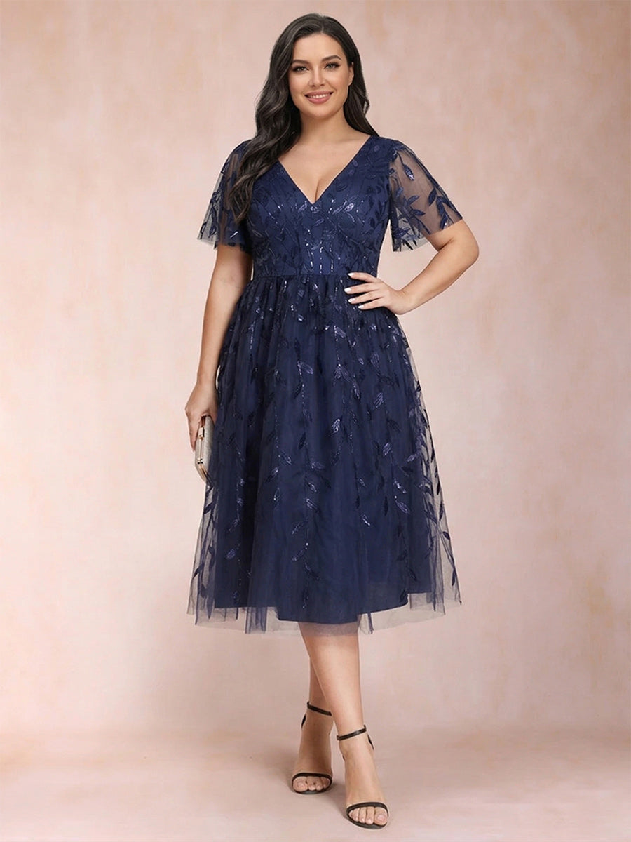 A-Line/Princess V-Neck Tea-Length Mother of the Bride Dresses