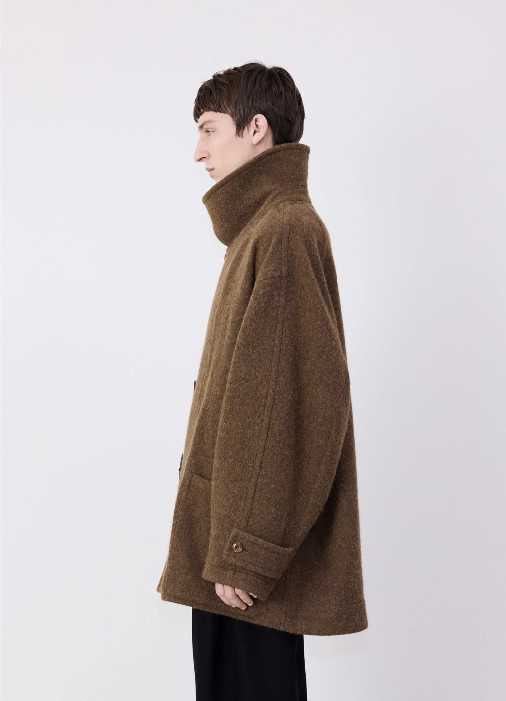 SHORT DUFFLE COAT - Brown - Soft Wool Alpaca - Men | LEMAIRE